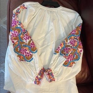 Boutique Blouse with embroidered balloon sleeves